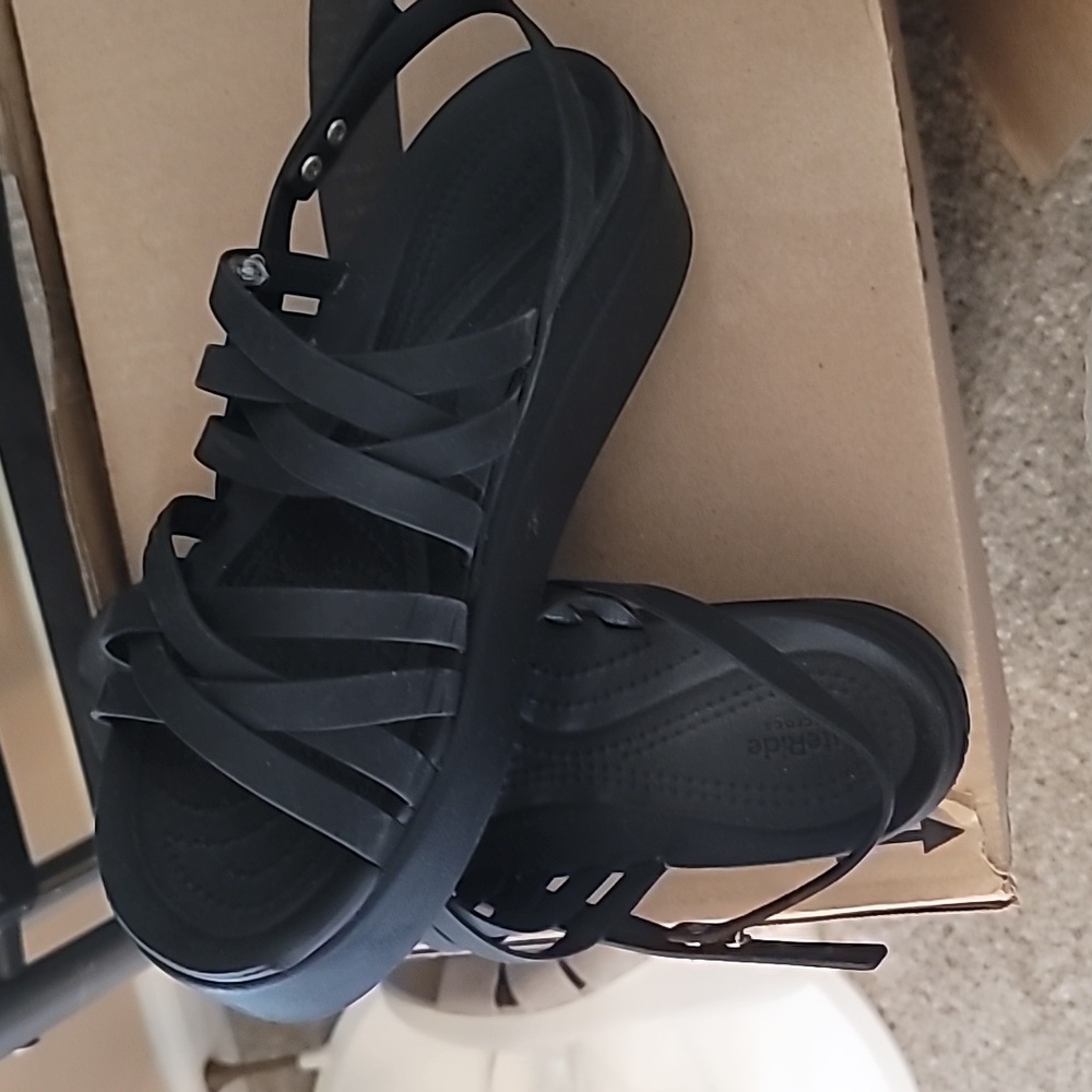 Crocs black wedge heels